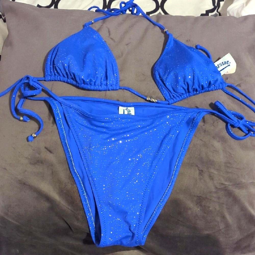 Electric Blue Glitter Bikini Set